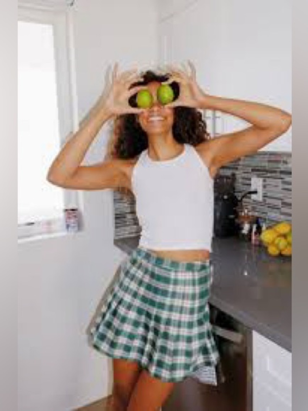 Urban Outfitters UO Plaid Green Mini Skirt Large